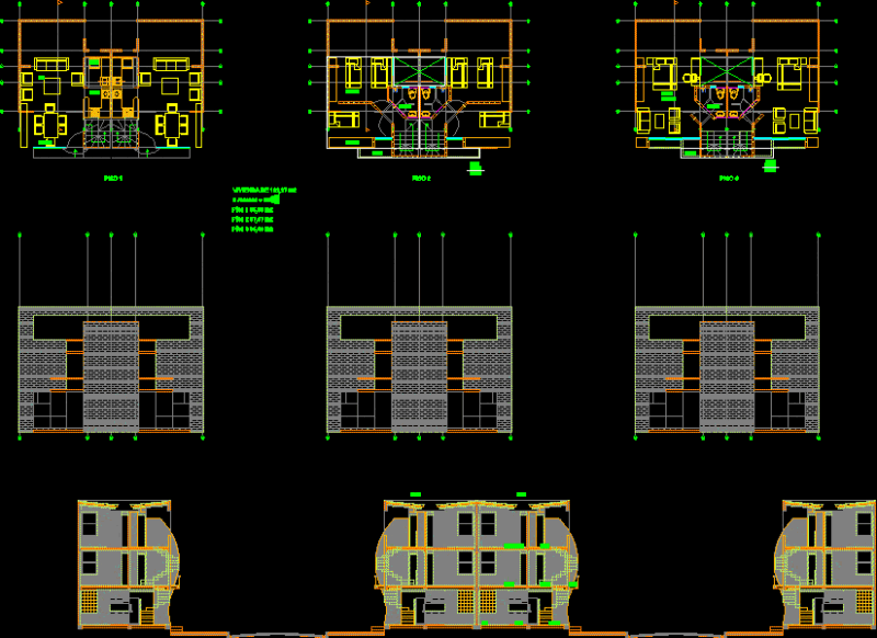 Two Family House – Triplex DWG Block for AutoCAD