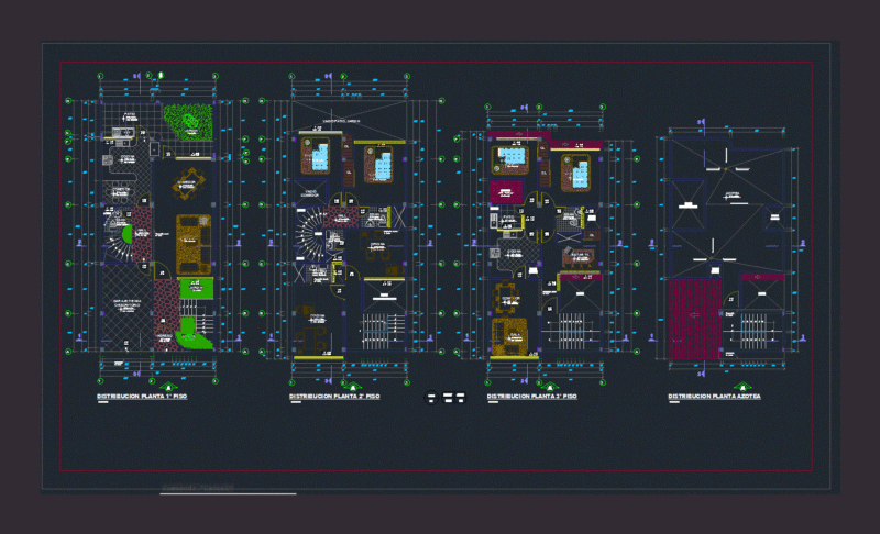 Two Family Housing – Offices DWG Block for AutoCAD