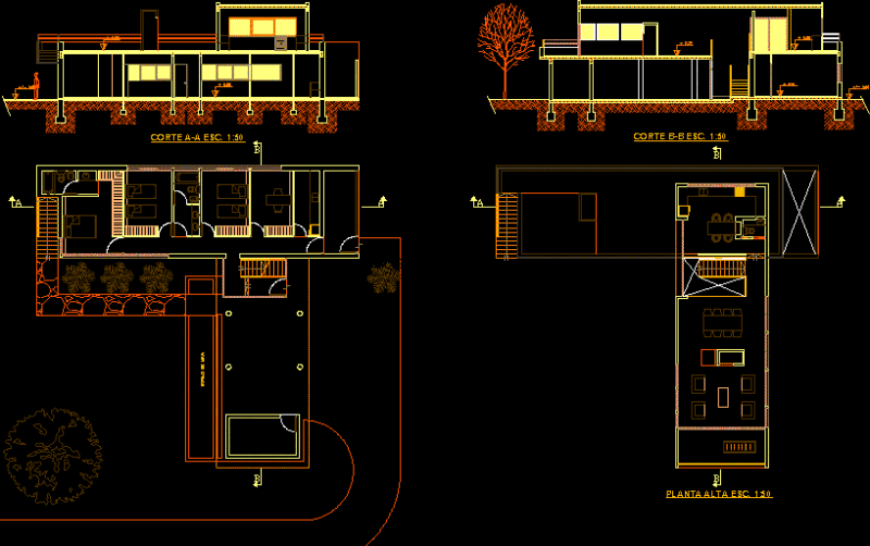 Two Storey House DWG Block for AutoCAD