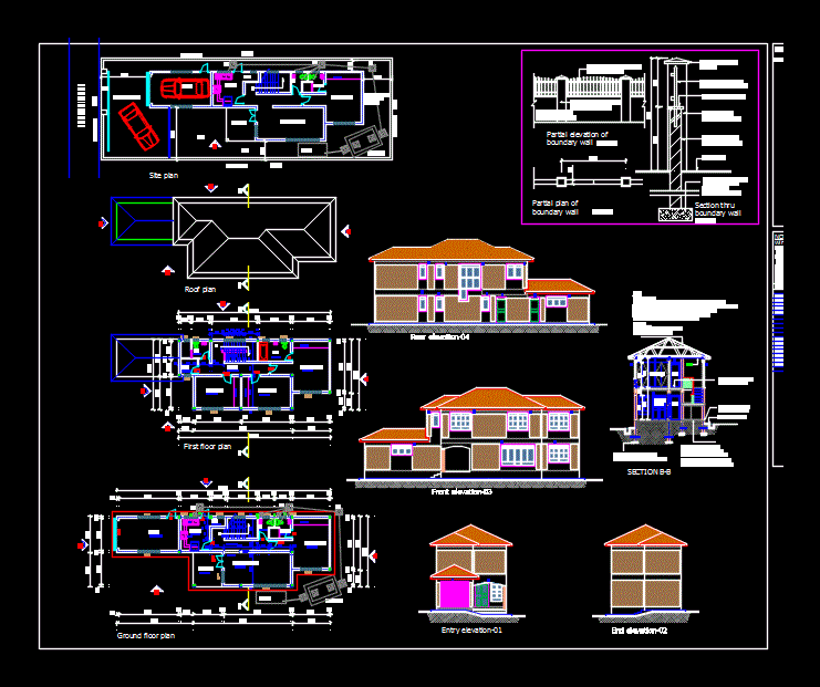 2 Storey House Floor Plan Dwg / Zweistockiges Haus Plan Cad Zeichnung