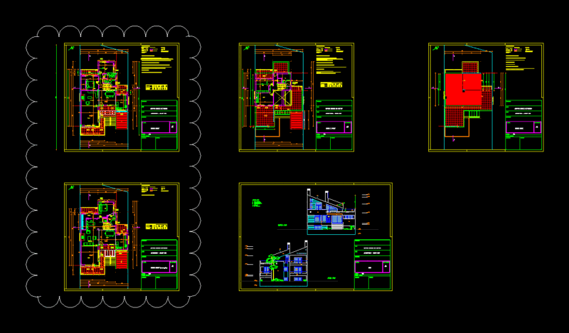 Two-Storey House With Basement DWG Block for AutoCAD