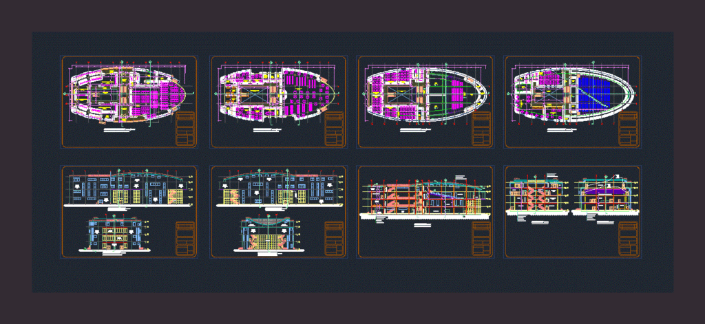 University Building DWG Block for AutoCAD