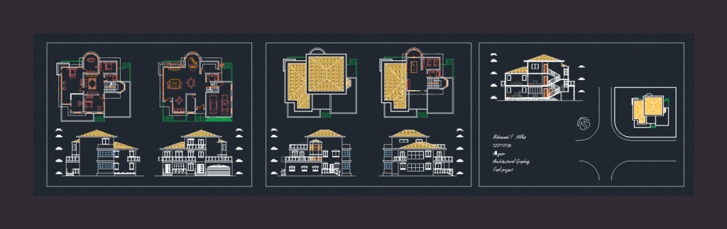 Villa 3 Floors DWG Block for AutoCAD