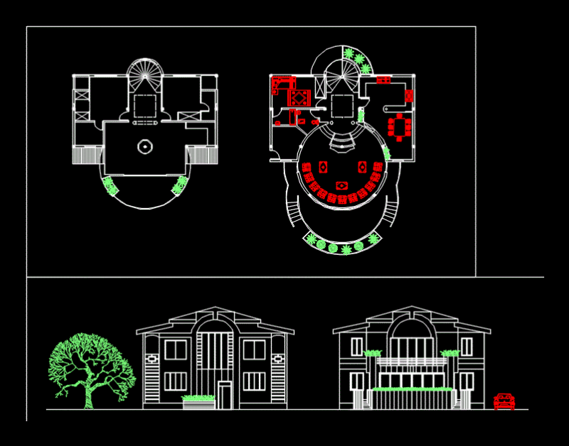 Villa DWG Block for AutoCAD