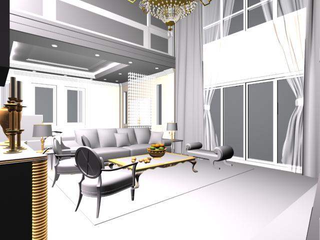 Classic European Living Room Design Interior 3d Model - .Max, .Vray -  Open3dModel