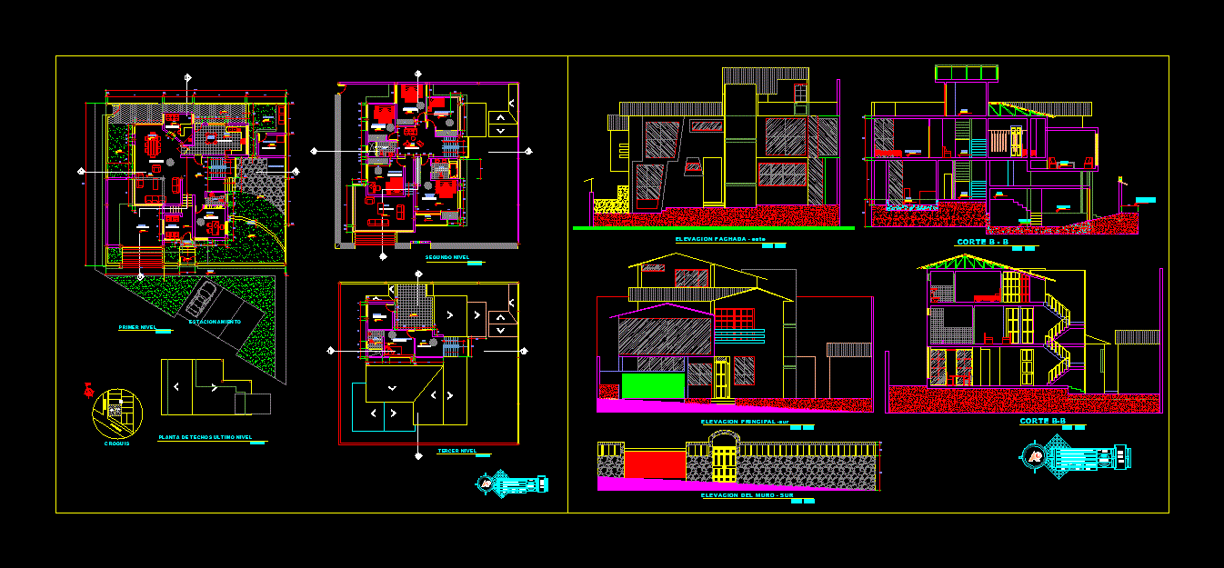 Vivienda Unifamiliar DWG Section for AutoCAD • Designs CAD