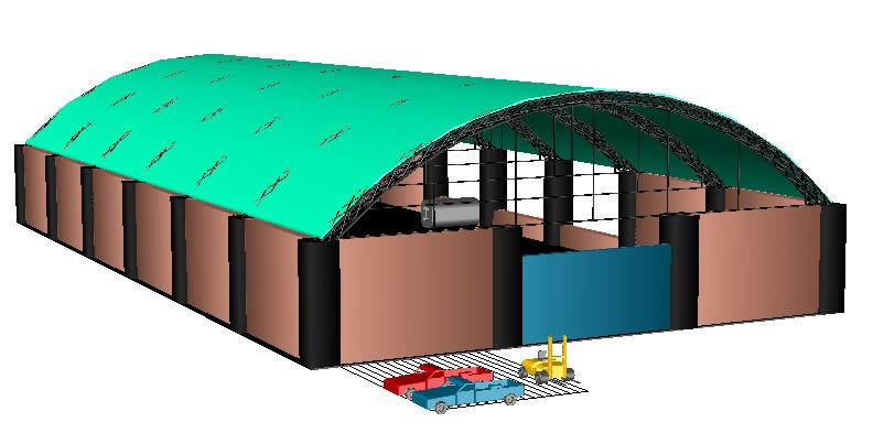 warehouse - shed - workshop 3d dwg model for autocad