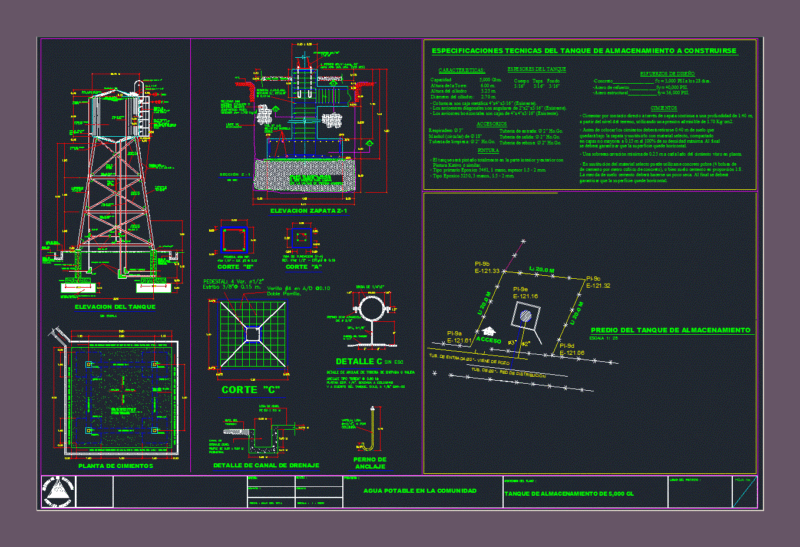Water Tank 5000 Glns DWG Block for AutoCAD