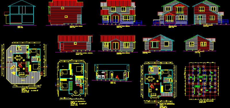 Wood House DWG Block for AutoCAD