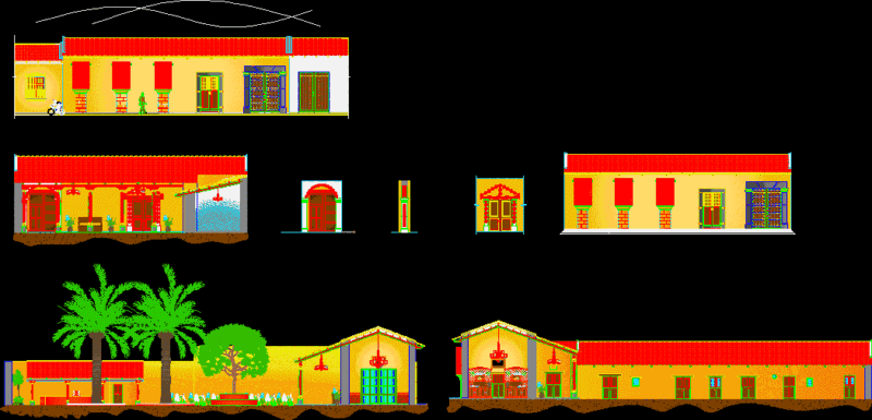 Yellow House DWG Section for AutoCAD