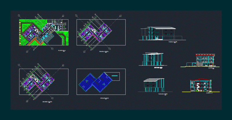Youth Hostel University DXF Section for AutoCAD