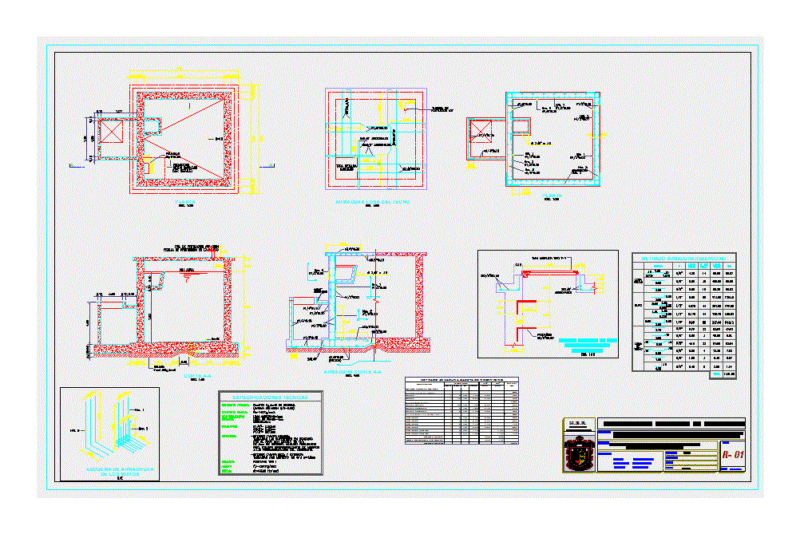 35m3 Flat Reservoir Supported DWG Plan for AutoCAD