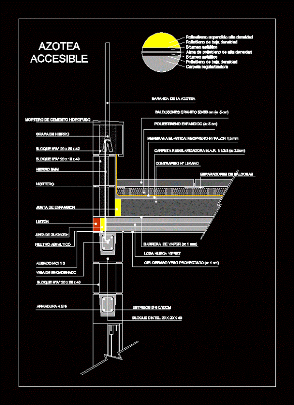 Accessible Roof Concrete Block DWG Detail for AutoCAD