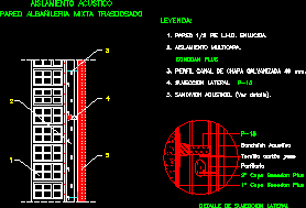 Aislamiento acustico pared en AutoCAD, CAD (74.22 KB)