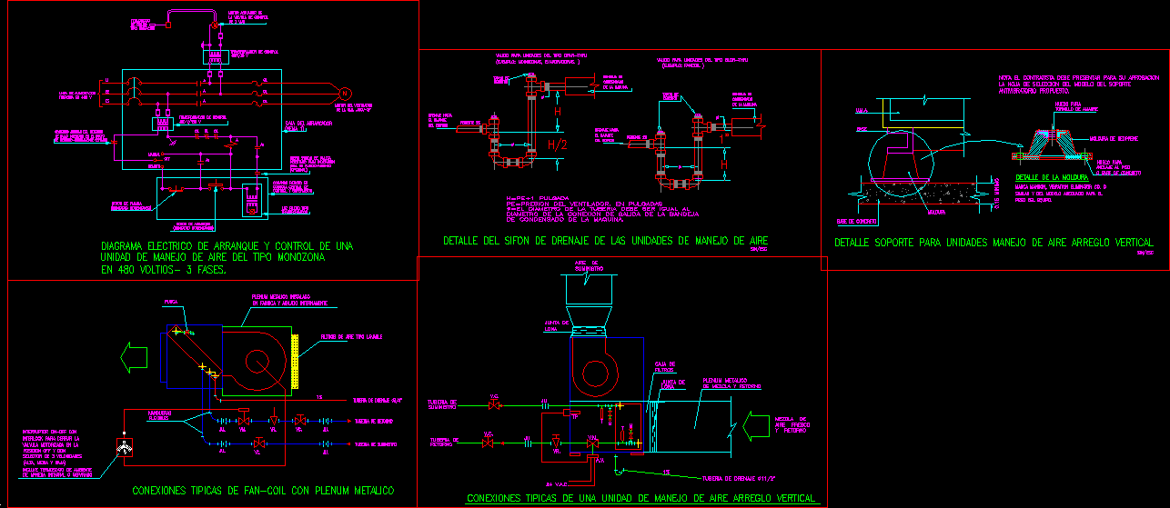 Air Handling Unit DWG Detail for AutoCAD • Designs CAD chiller wiring diagram 