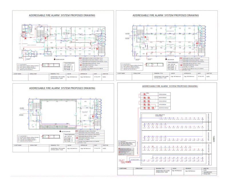 Alarm System Addressable Fire DWG Block for AutoCAD