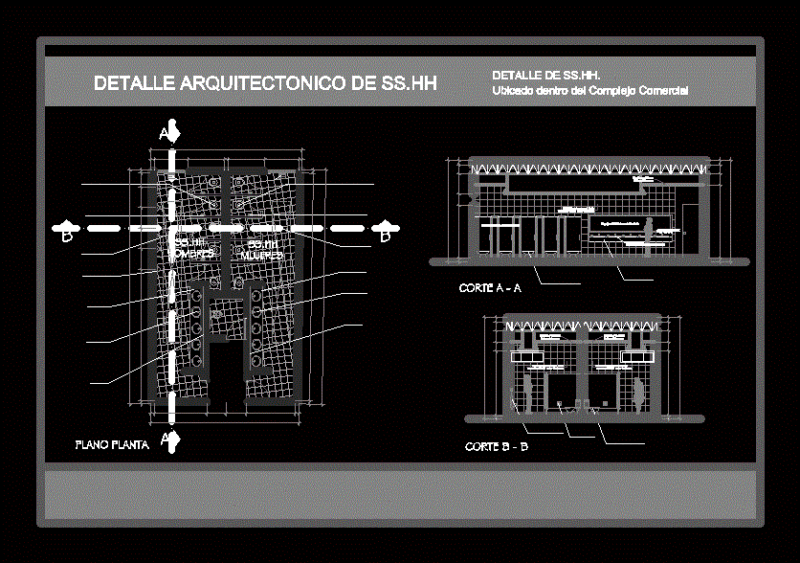 Architectural Detail Of Restrooms DWG Detail for AutoCAD