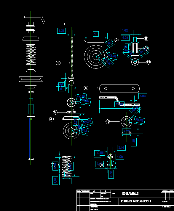 Assembly Cut Pieces And Spring DWG Block for AutoCAD ... air handler components diagram 
