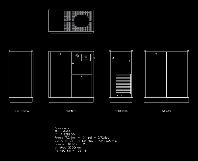 Atlas Copco Compressor DWG Block for AutoCAD