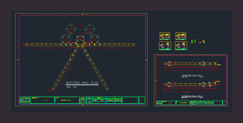 Bacthing Wall DWG Plan for AutoCAD