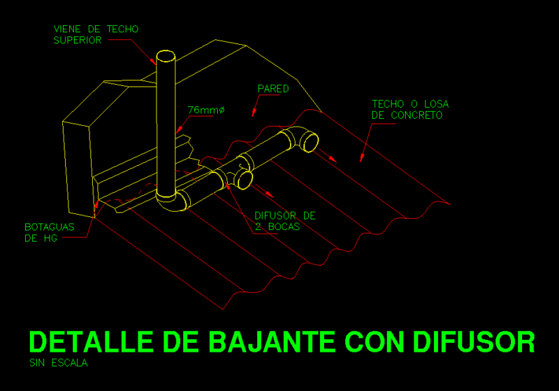Bajante Detail With Diffuser DWG Detail for AutoCAD