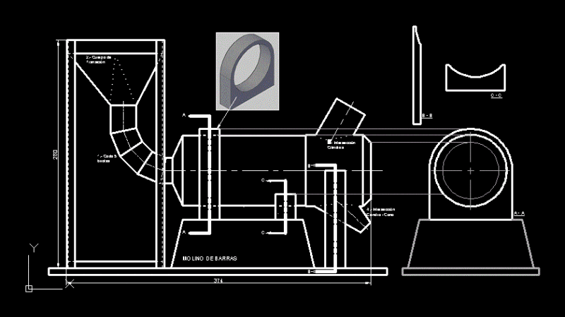 Bar Mill 2D DWG Block for AutoCAD