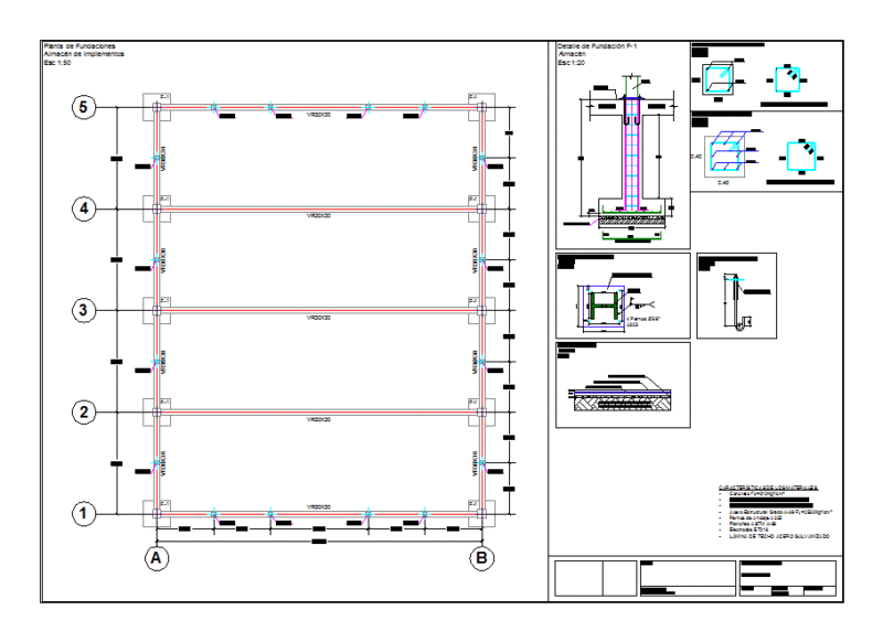 16x20m Steel Shed DWG: Foundation, Porticos, and Roof Details