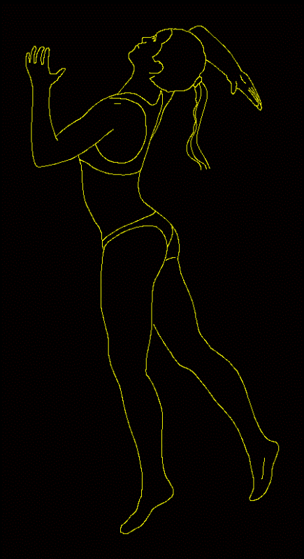 Bather Woman 2D DWG Elevation for AutoCAD