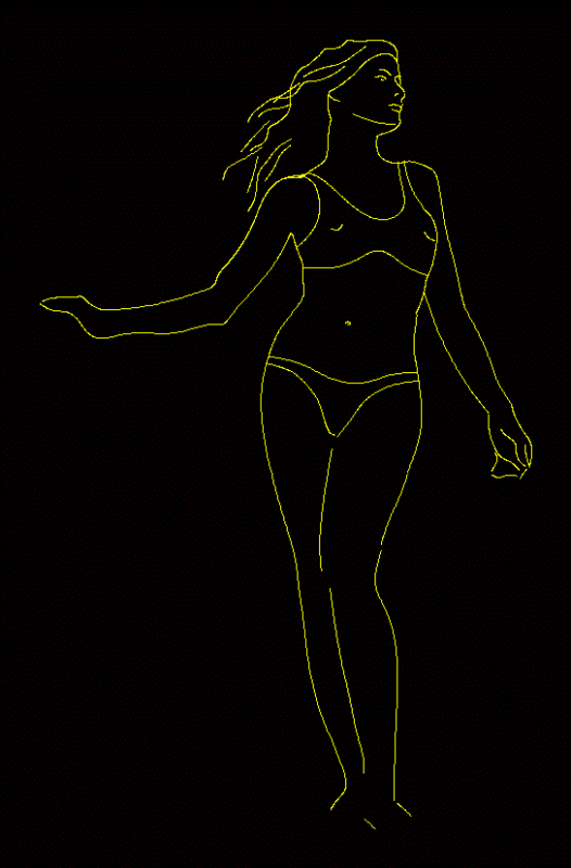 Bather Woman 2D DWG Elevation for AutoCAD
