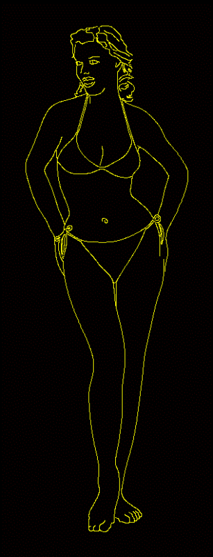 Bather Woman 2D DWG Elevation for AutoCAD