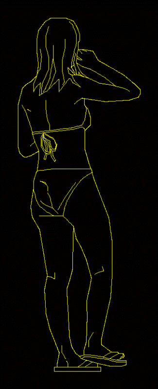 Bather Woman 2D DWG Elevation for AutoCAD
