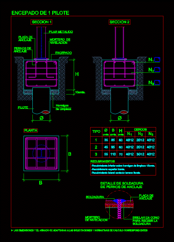 Battery Pile Cap DWG Detail for AutoCAD