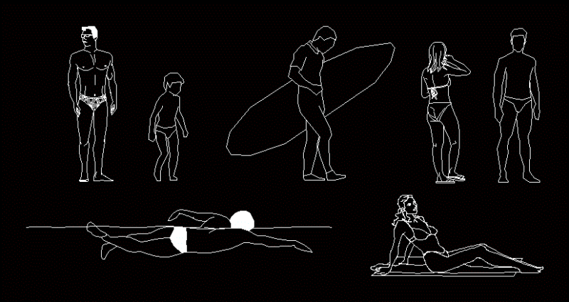 Beach Humans DWG Block for AutoCAD