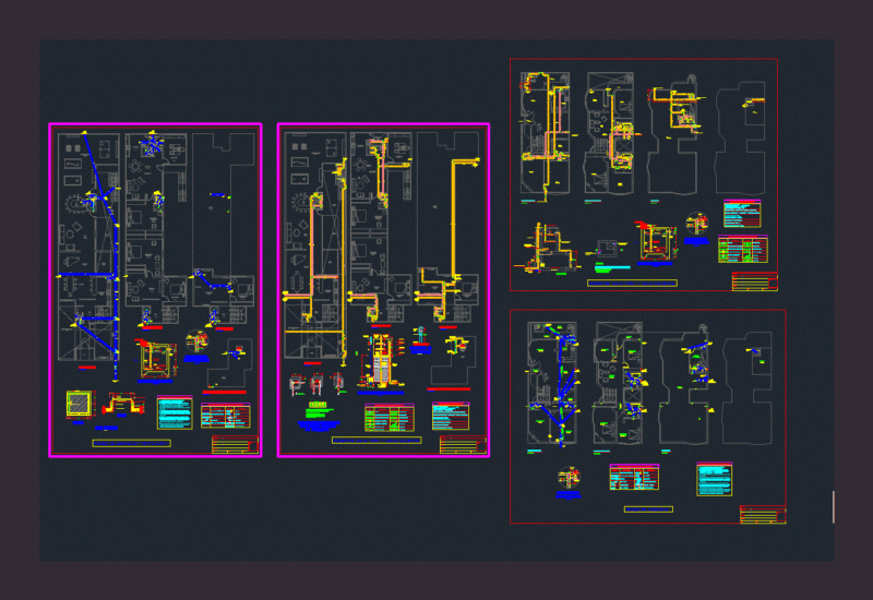 MEP and Sanitary Installation Plans for a Bifamiliar Building