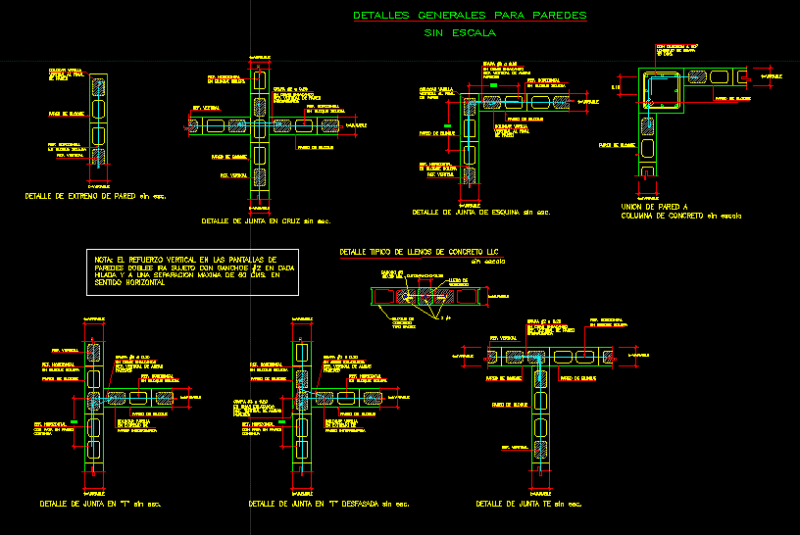 Block Walls General Details DWG Detail for AutoCAD