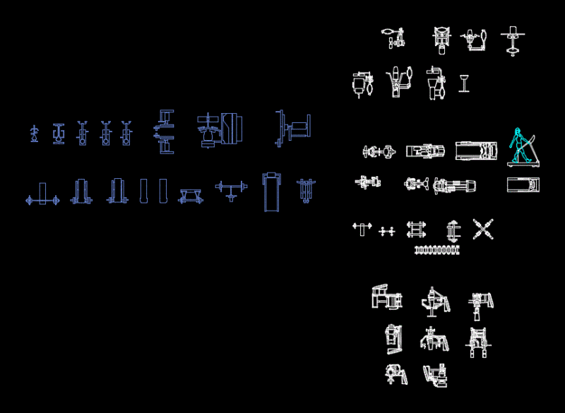 Blocks Fitness Equipment 2D DWG Block for AutoCAD