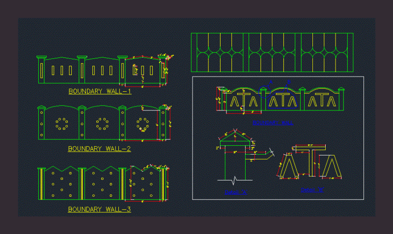 Boundry Wall DWG Block for AutoCAD