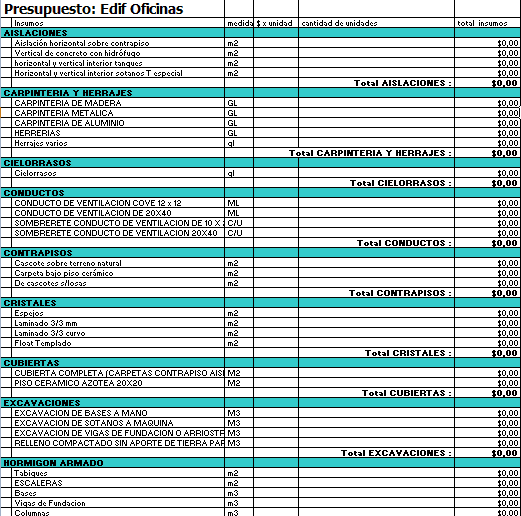 Budget Template–Office Building DOC Word Document