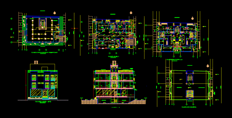 Building Puerto Colombia – Inst Electrical DWG Block for AutoCAD