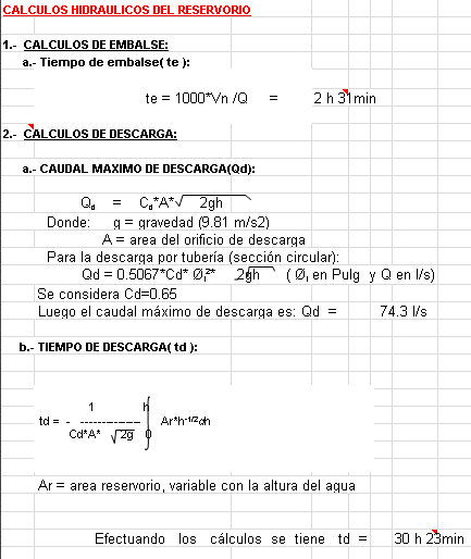 Calculation Of Reservoir DOC Word Document