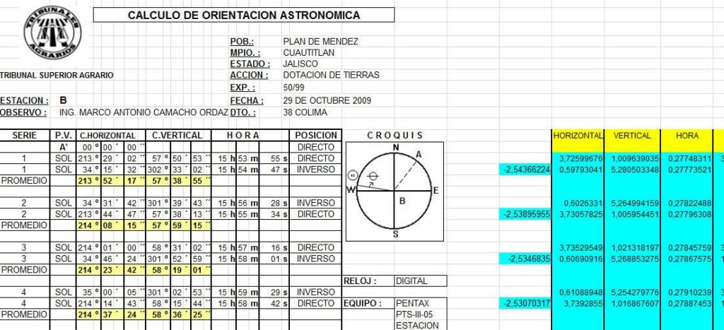 Calculation Sheet Astronomical Orientation DOC Word Document