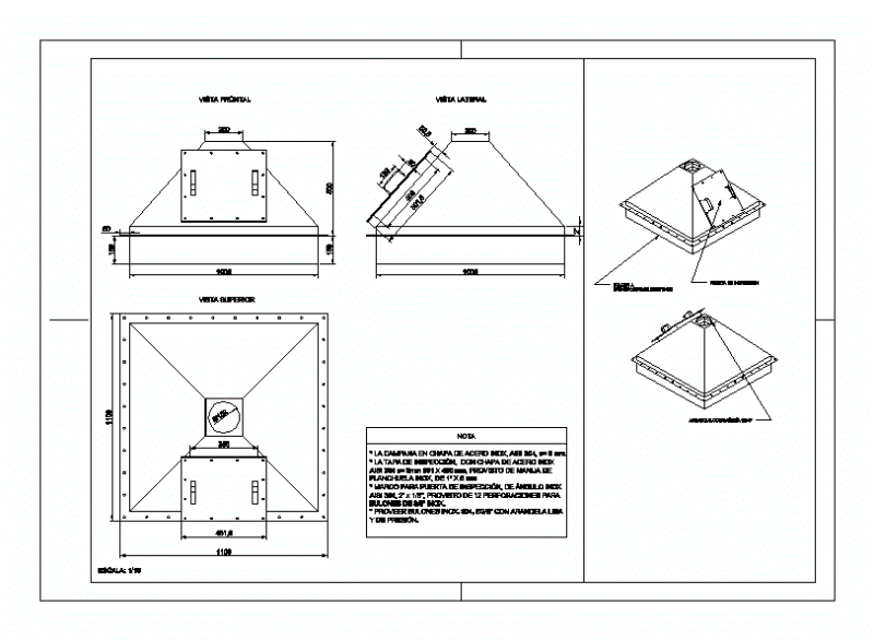 Campana Dust Draft DWG Block for AutoCAD