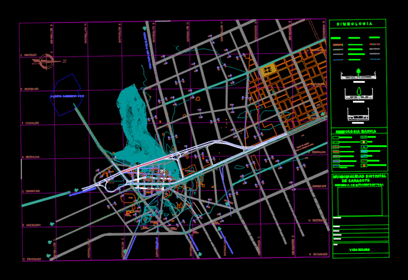 Caracoto District Plane DWG Elevation for AutoCAD