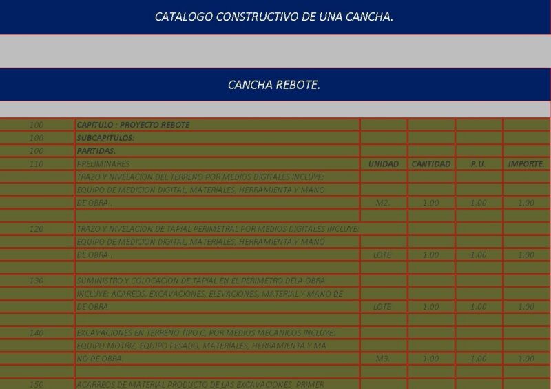 Catalog Court Constructive Rebound XLS Excel Spreadsheet