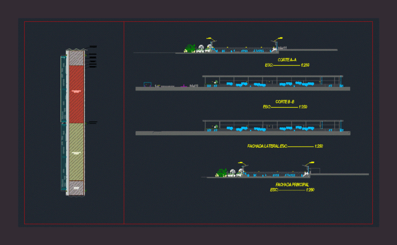 Chazodromo Sports Court Architectural Elevations and Sections