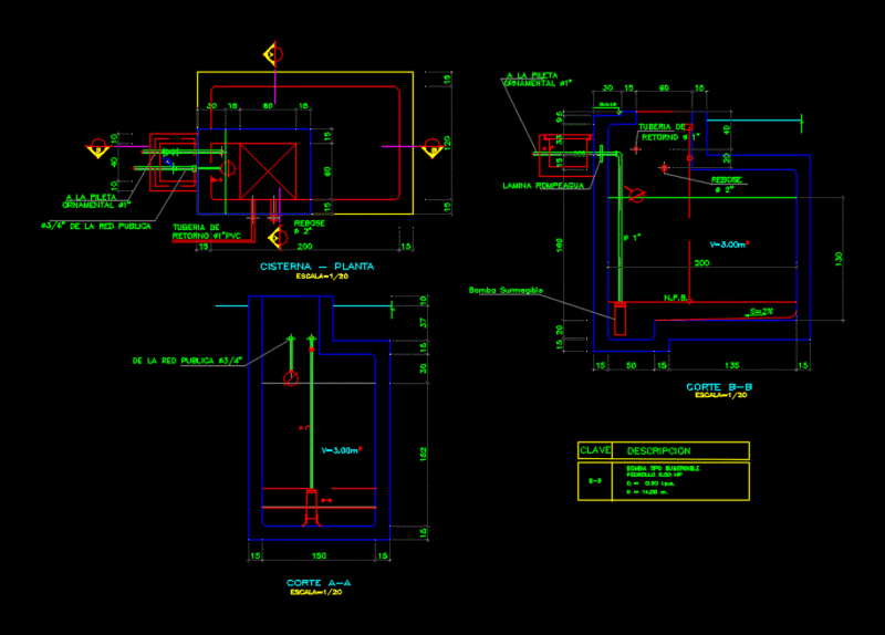 Cistern DWG Section for AutoCAD