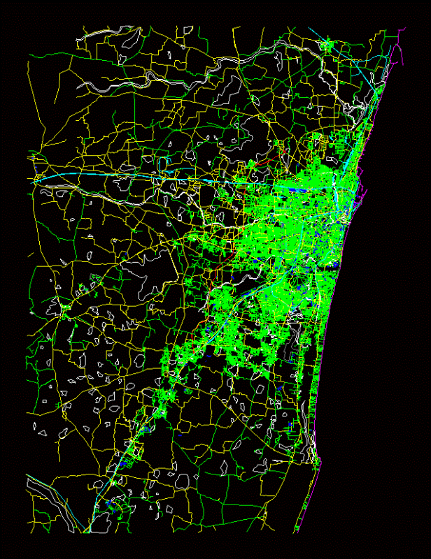 City Map Chennai; Plano DXF Model for AutoCAD