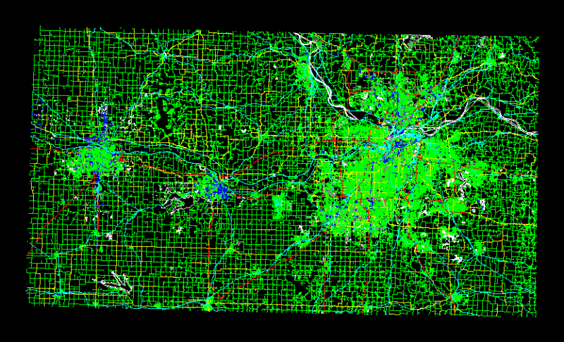 City Map Kansas City; Usa Plano DXF Model for AutoCAD