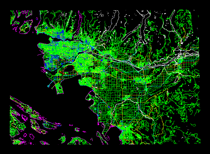City Map Vancouber; Canada DXF Model for AutoCAD