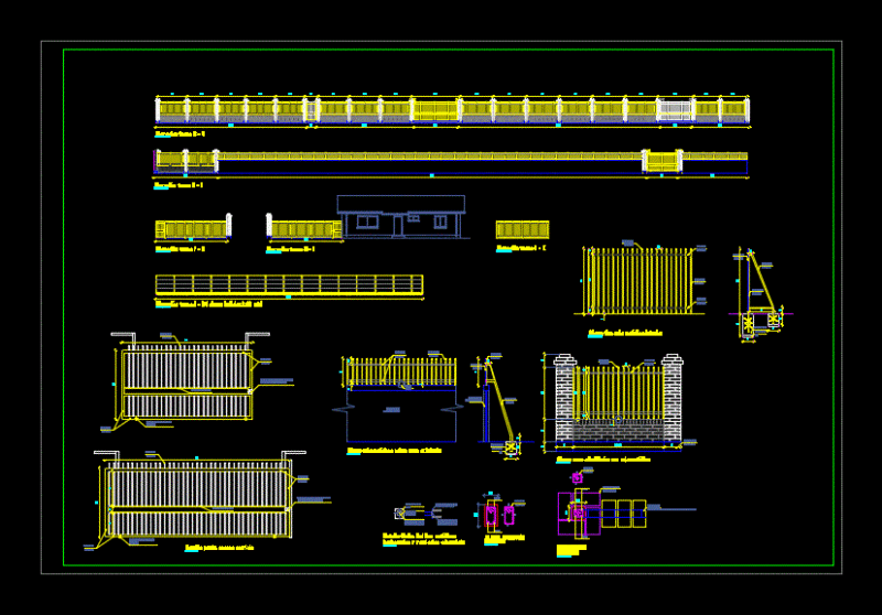 Close Perimeter Fence – Masonry DWG Detail for AutoCAD
